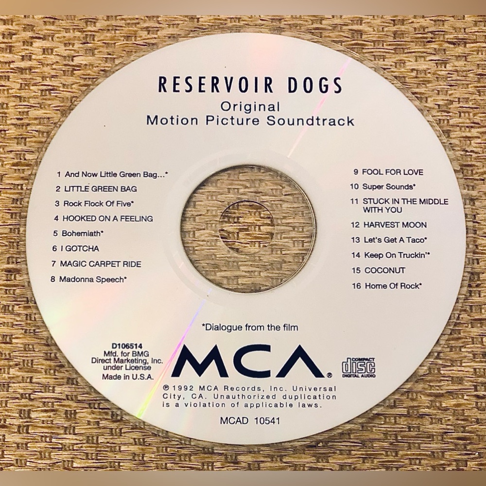 Reservoir Dogs - Original Motion Picture Soundtrack (CD 1992) - EUC  - no case